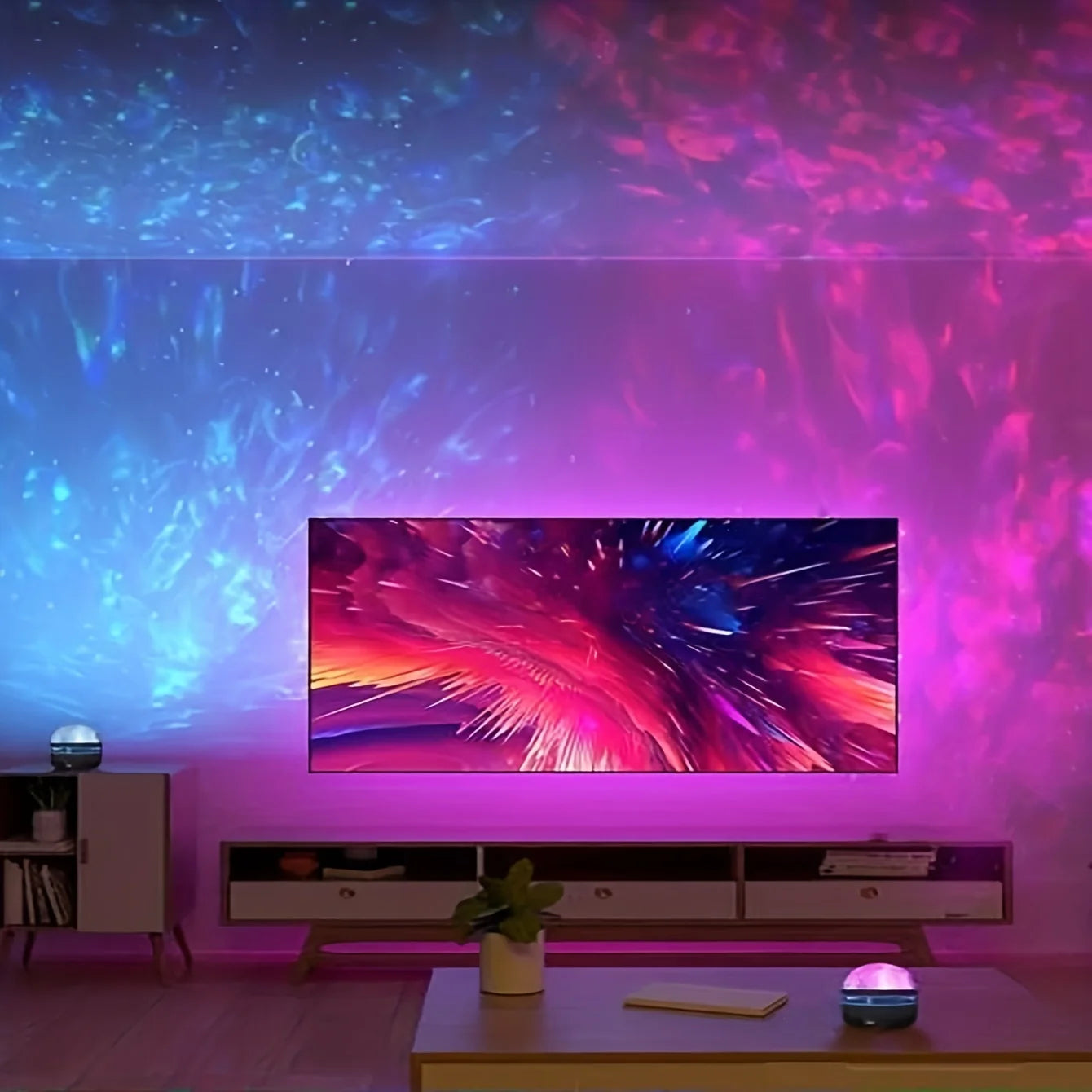 1 Stück Sternprojektor, Galaxie-Projektor, Wasser-Ozeanwellen-Projektor für Schlafzimmer, Nachtlicht, Raumdekoration mit 7-Farben-Muster