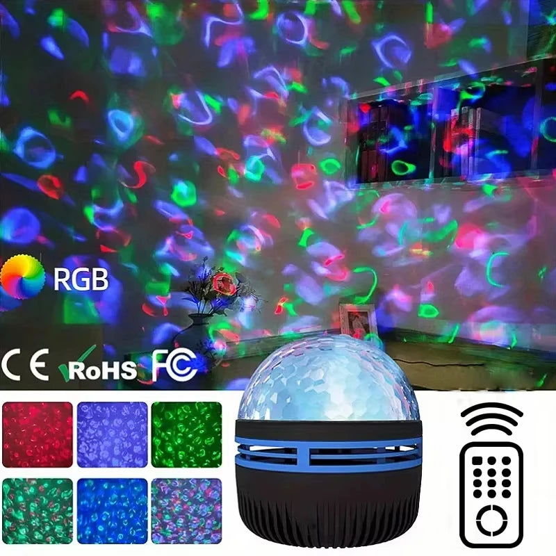 1 Stück Sternprojektor, Galaxie-Projektor, Wasser-Ozeanwellen-Projektor für Schlafzimmer, Nachtlicht, Raumdekoration mit 7-Farben-Muster