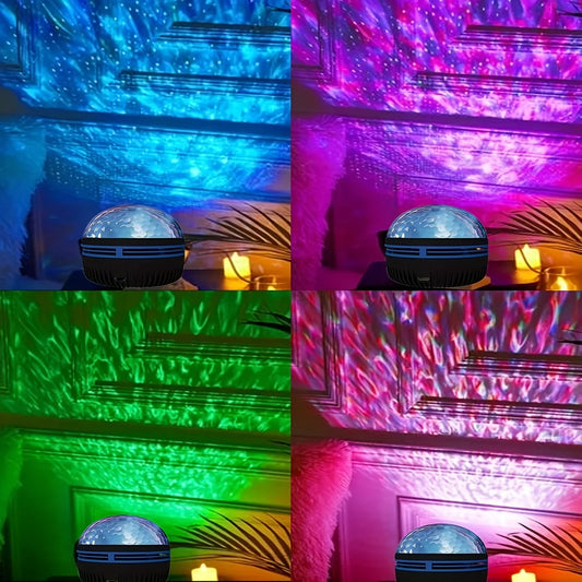 1 Stück Sternprojektor, Galaxie-Projektor, Wasser-Ozeanwellen-Projektor für Schlafzimmer, Nachtlicht, Raumdekoration mit 7-Farben-Muster