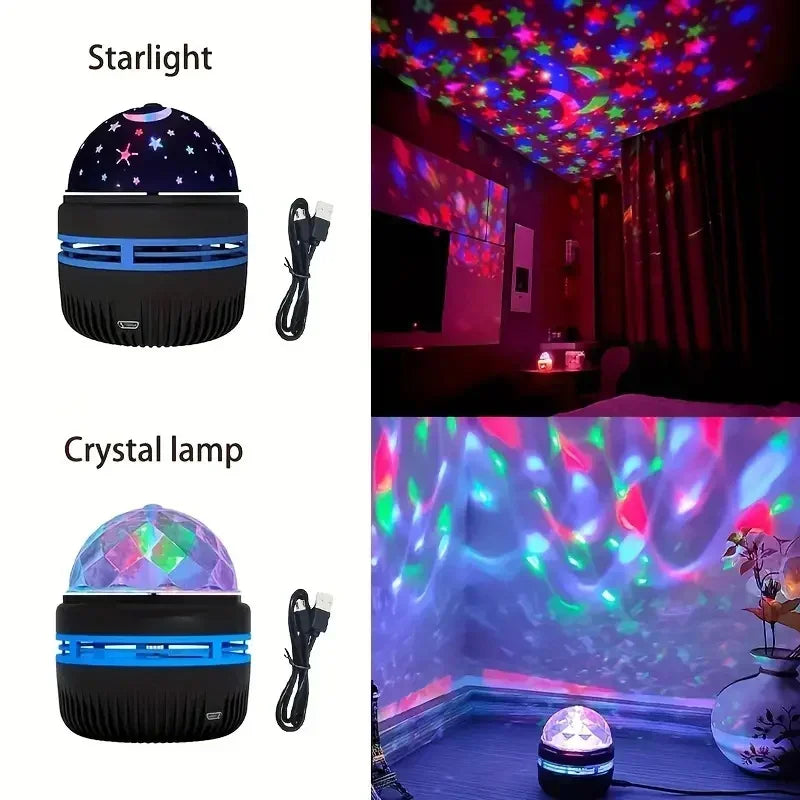 1 Stück Sternprojektor, Galaxie-Projektor, Wasser-Ozeanwellen-Projektor für Schlafzimmer, Nachtlicht, Raumdekoration mit 7-Farben-Muster