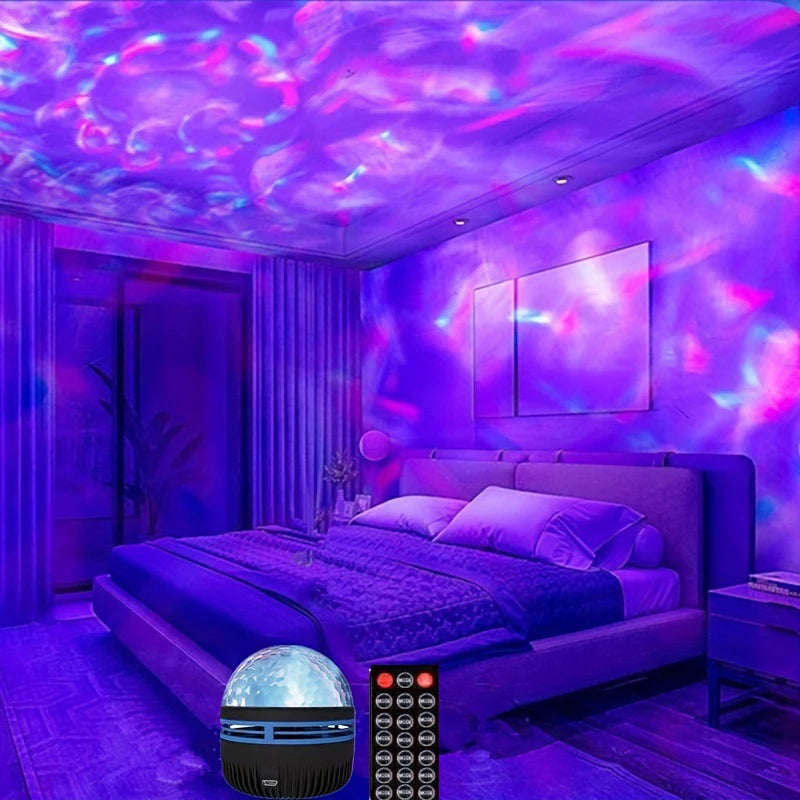 1 Stück Sternprojektor, Galaxie-Projektor, Wasser-Ozeanwellen-Projektor für Schlafzimmer, Nachtlicht, Raumdekoration mit 7-Farben-Muster