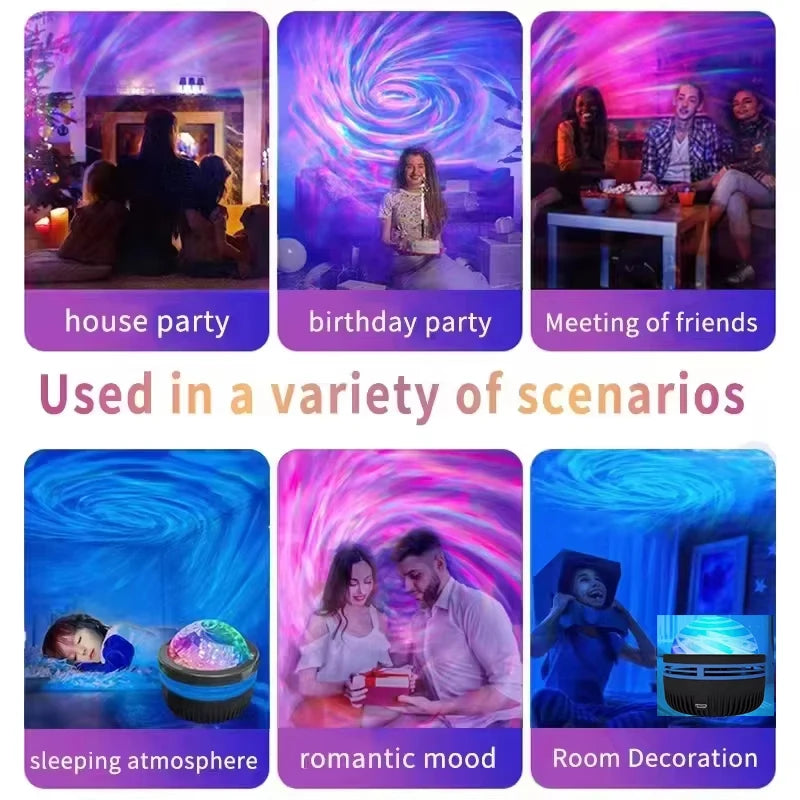 1 Stück Sternprojektor, Galaxie-Projektor, Wasser-Ozeanwellen-Projektor für Schlafzimmer, Nachtlicht, Raumdekoration mit 7-Farben-Muster