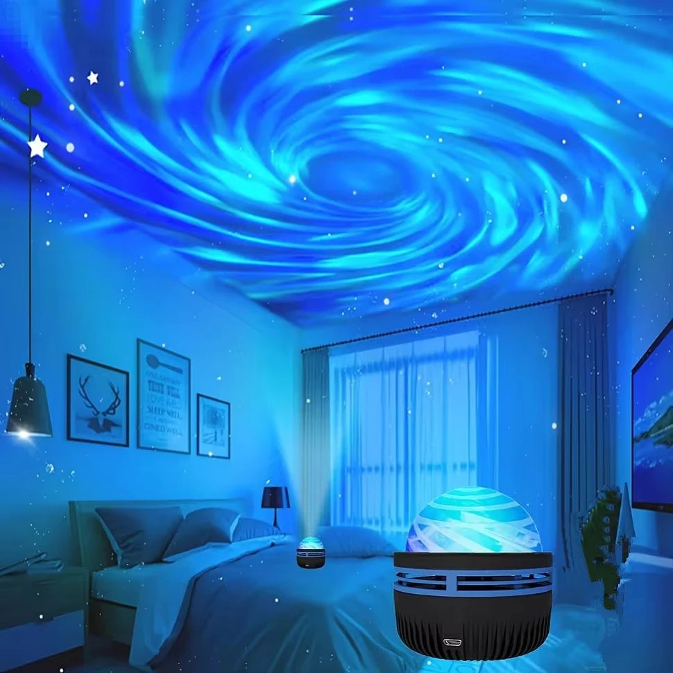 1 Stück Sternprojektor, Galaxie-Projektor, Wasser-Ozeanwellen-Projektor für Schlafzimmer, Nachtlicht, Raumdekoration mit 7-Farben-Muster