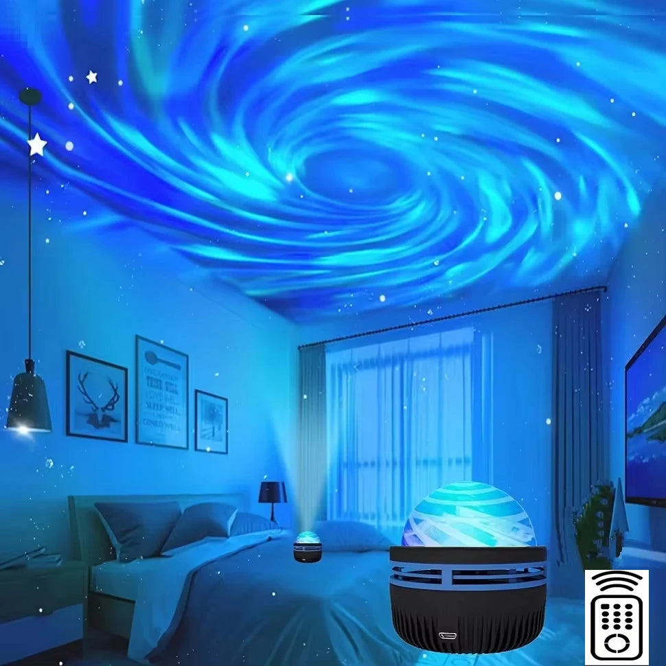 1 Stück Sternprojektor, Galaxie-Projektor, Wasser-Ozeanwellen-Projektor für Schlafzimmer, Nachtlicht, Raumdekoration mit 7-Farben-Muster