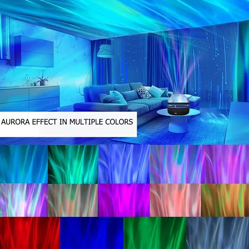 1 Stück Sternprojektor, Galaxie-Projektor, Wasser-Ozeanwellen-Projektor für Schlafzimmer, Nachtlicht, Raumdekoration mit 7-Farben-Muster