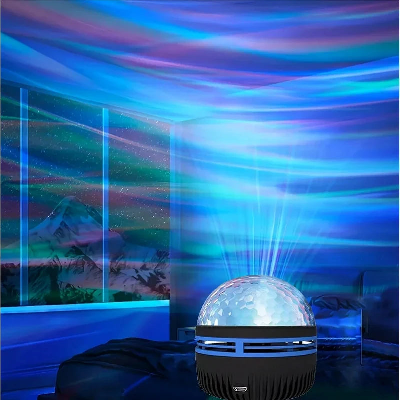1 Stück Sternprojektor, Galaxie-Projektor, Wasser-Ozeanwellen-Projektor für Schlafzimmer, Nachtlicht, Raumdekoration mit 7-Farben-Muster